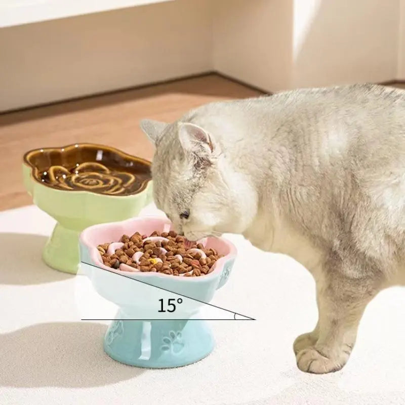 Elevated Ceramic Slow Feeder Bowl for Pets - Promotes Digestive Health and Prevents Choking - Ideal for Small Dogs and Cats - 1 Count