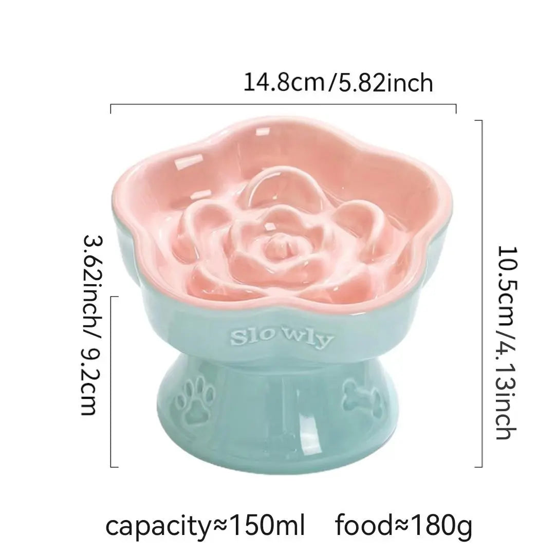 Elevated Ceramic Slow Feeder Bowl for Pets - Promotes Digestive Health and Prevents Choking - Ideal for Small Dogs and Cats - 1 Count