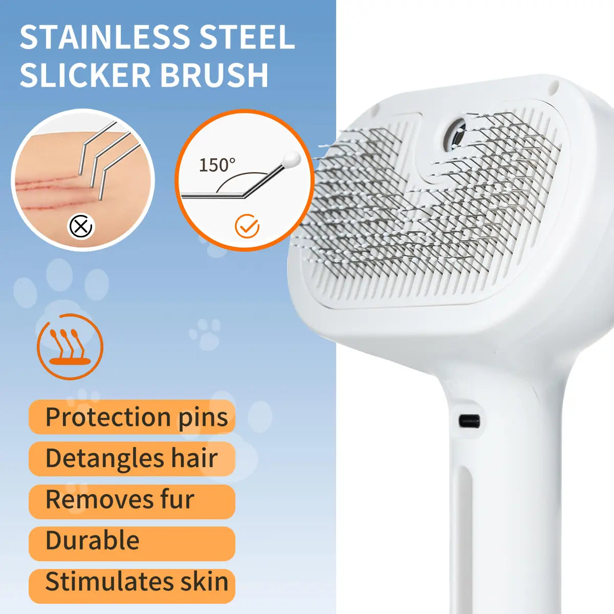 Pet Hair Removal Comb with Shedding Button - Dual-Sided Brush for Cats and Dogs, Grooming and Massage Tool, 1-Piece Pet Supplies
