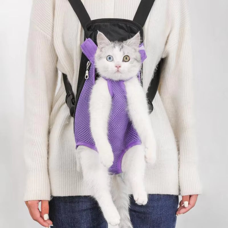 Adjustable Dual-Shoulder Pet Carrier Backpack for Outdoor Travel and Hiking - Suitable for Cats and Small Dogs