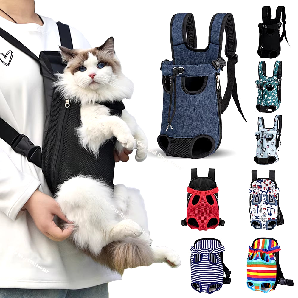 Adjustable Dual-Shoulder Pet Carrier Backpack for Outdoor Travel and Hiking - Suitable for Cats and Small Dogs