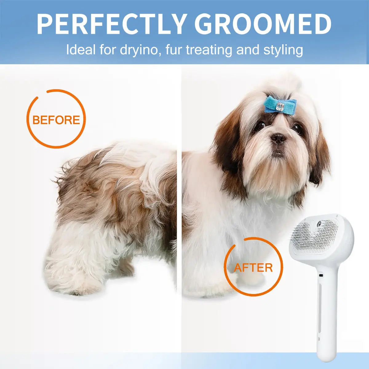 Pet Hair Removal Comb with Shedding Button - Dual-Sided Brush for Cats and Dogs, Grooming and Massage Tool, 1-Piece Pet Supplies