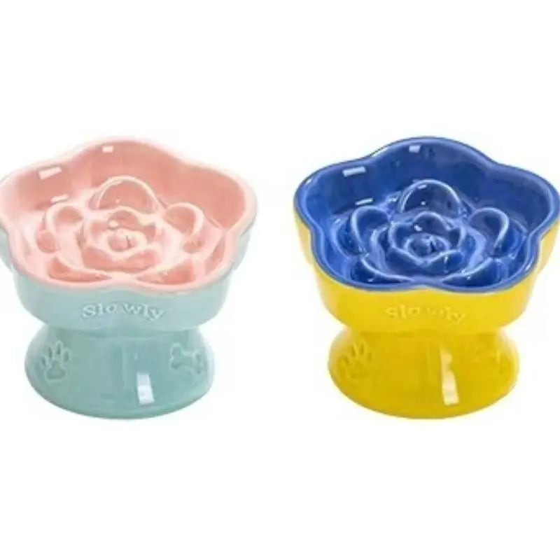 Elevated Ceramic Slow Feeder Bowl for Pets - Promotes Digestive Health and Prevents Choking - Ideal for Small Dogs and Cats - 1 Count