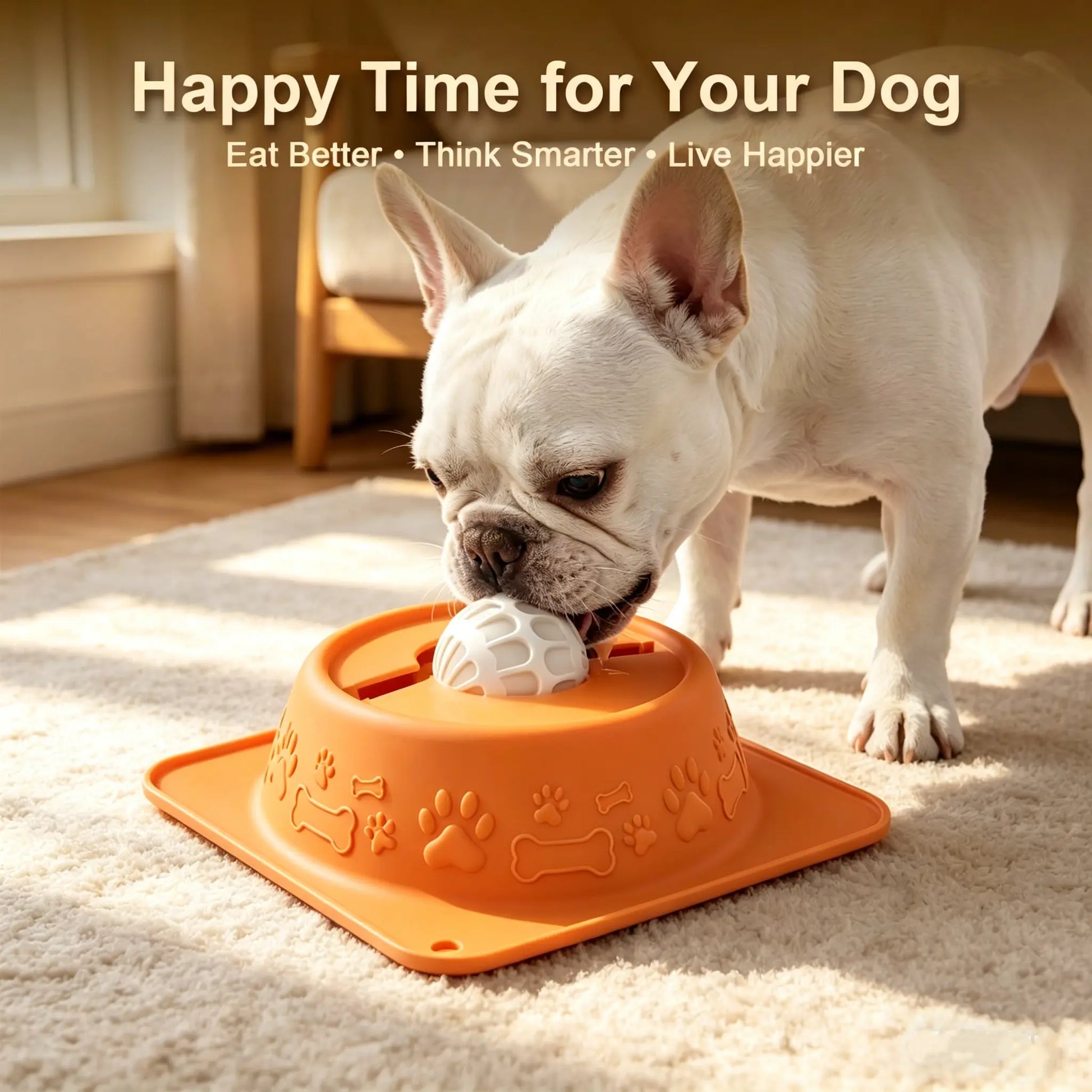 No-Spill Liquid Slow Feeder Bowl for Dogs and Cats - Fun Lick Toy with Rolling Ball Design, Anti-Slip Silicone for Calming Anxiety Relief, Perfect for Bone Broth and Yogurt