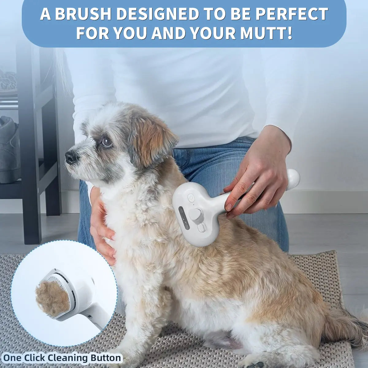 Pet Hair Removal Comb with Shedding Button - Dual-Sided Brush for Cats and Dogs, Grooming and Massage Tool, 1-Piece Pet Supplies