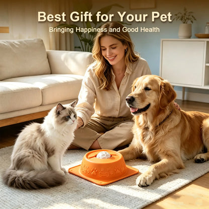 No-Spill Liquid Slow Feeder Bowl for Dogs and Cats - Fun Lick Toy with Rolling Ball Design, Anti-Slip Silicone for Calming Anxiety Relief, Perfect for Bone Broth and Yogurt