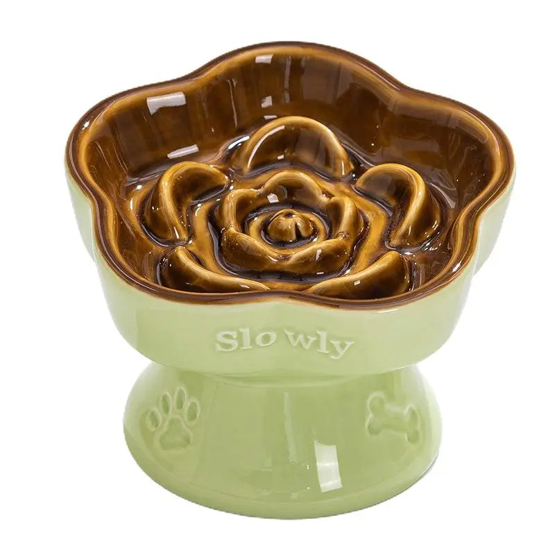 Elevated Ceramic Slow Feeder Bowl for Pets - Promotes Digestive Health and Prevents Choking - Ideal for Small Dogs and Cats - 1 Count