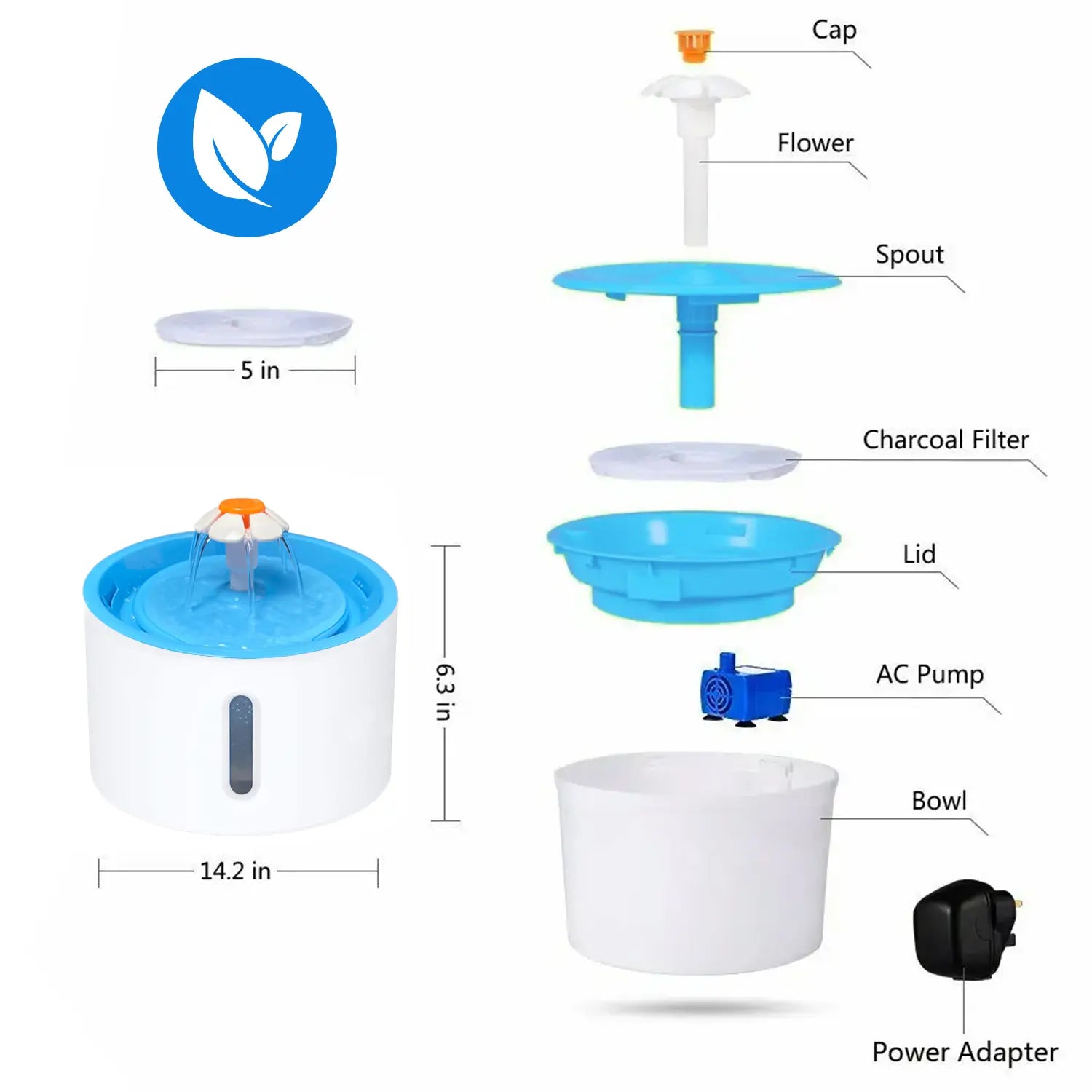 VAGAVA Springtok Ultra-Quiet Automatic Pet Water Fountain and Dispenser - Premium Pet Hydration Solution and Gift Accessory