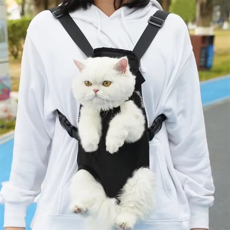 Adjustable Dual-Shoulder Pet Carrier Backpack for Outdoor Travel and Hiking - Suitable for Cats and Small Dogs