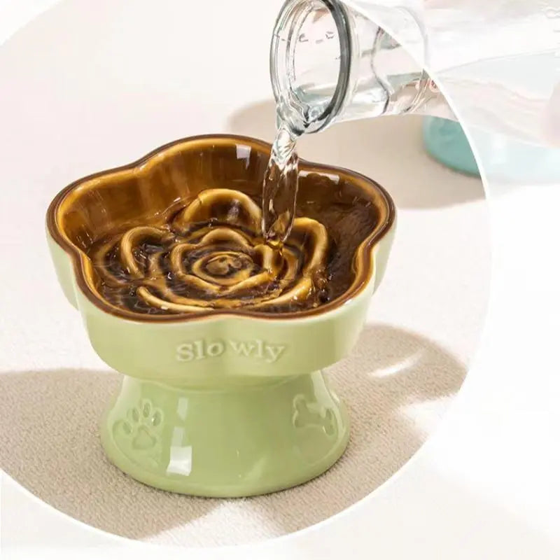 Elevated Ceramic Slow Feeder Bowl for Pets - Promotes Digestive Health and Prevents Choking - Ideal for Small Dogs and Cats - 1 Count