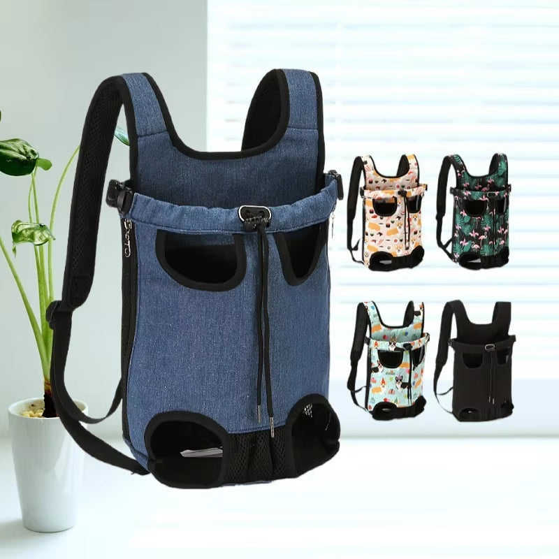 Adjustable Dual-Shoulder Pet Carrier Backpack for Outdoor Travel and Hiking - Suitable for Cats and Small Dogs